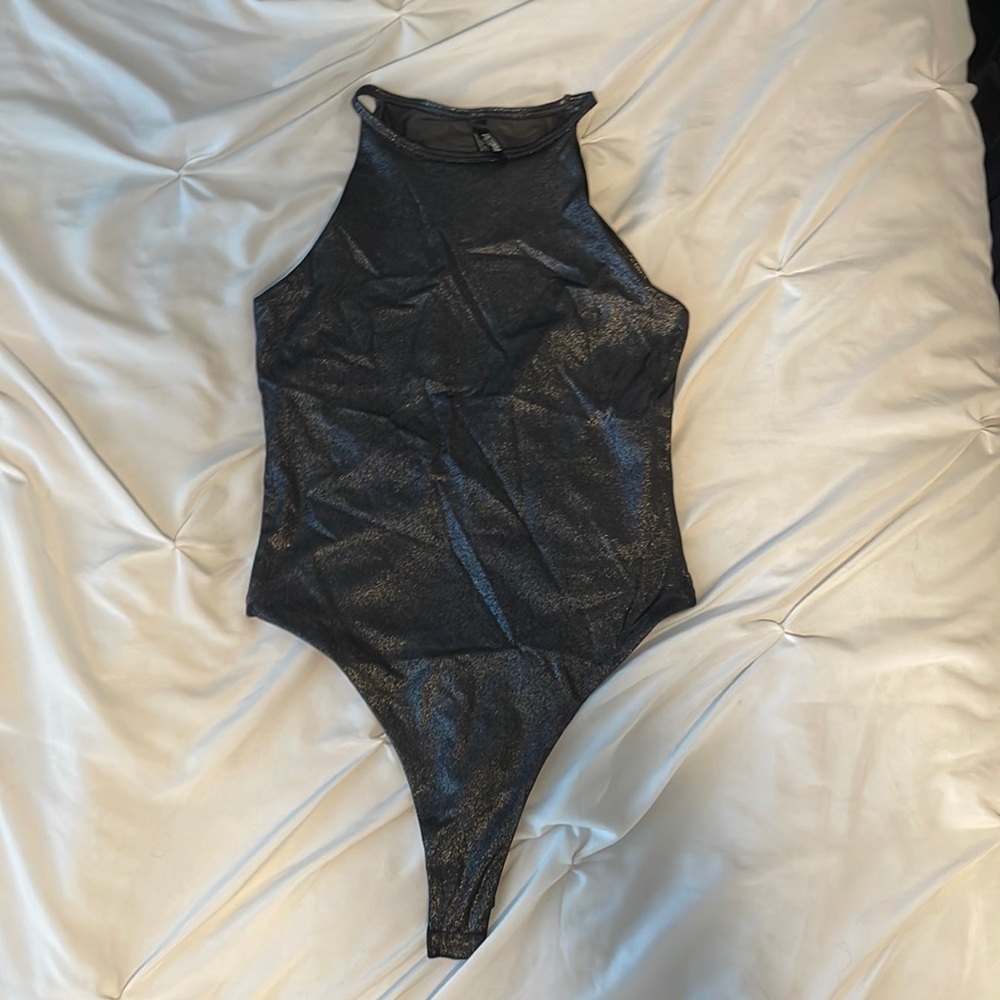 Victoria’s Secret Metallic Bodysuit with Mesh Back